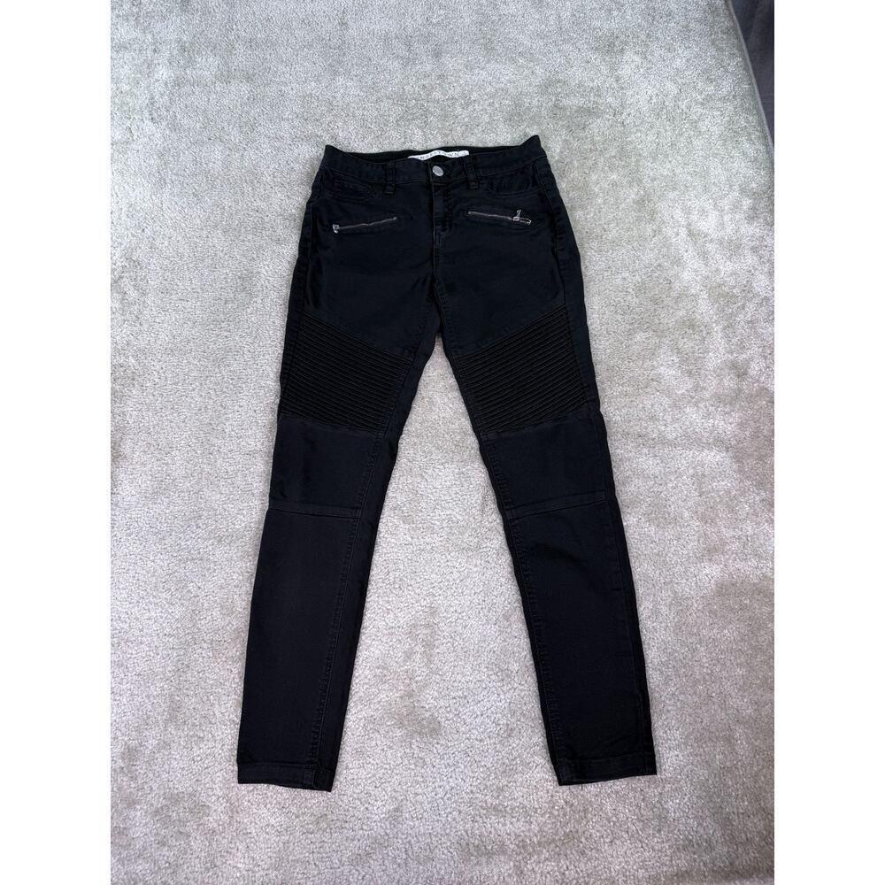 Tinseltown Womens 5 Denim Jeans Black Motorcycle Skinny Stretch Moto Y2K C569